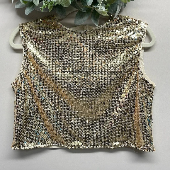 NWOT Shein Gold Sequin Sleeveless Top M - Picture 1 of 11